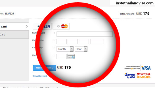 Pay your Thailand visa online through our secured payment gateway